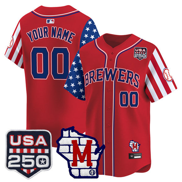 Custom Milwaukee Brewers red Vapor jersey