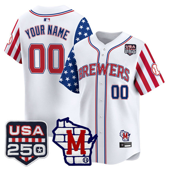 Custom Milwaukee Brewers white Vapor jersey