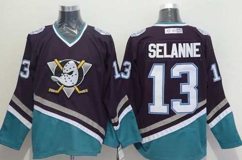 Teemu Selanne Anaheim Ducks purple-turquoise Throwback jersey