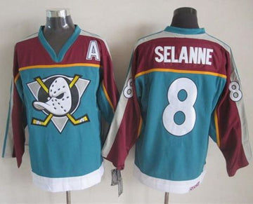 Teemu Selanne Anaheim Ducks red-turquoise Throwback jersey