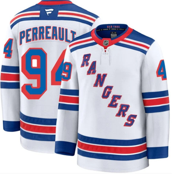 Gabe Perreault New York Rangers white Away jersey