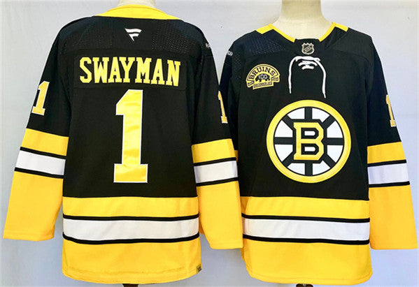 Jeremy Swayman Boston Bruins black jersey