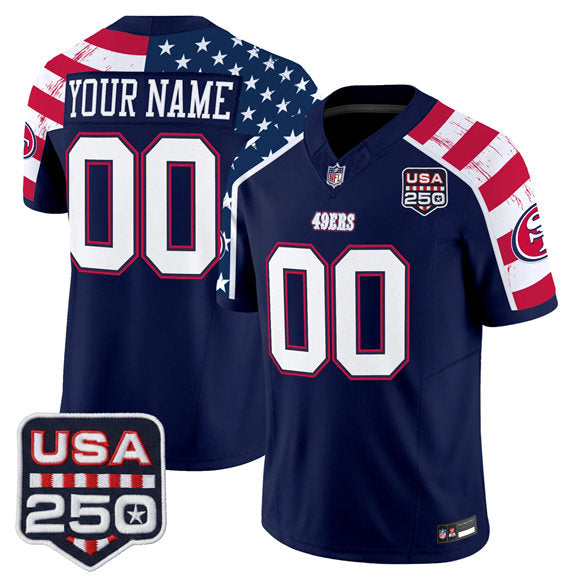 Custom San Francisco 49ers navy Vapor jersey