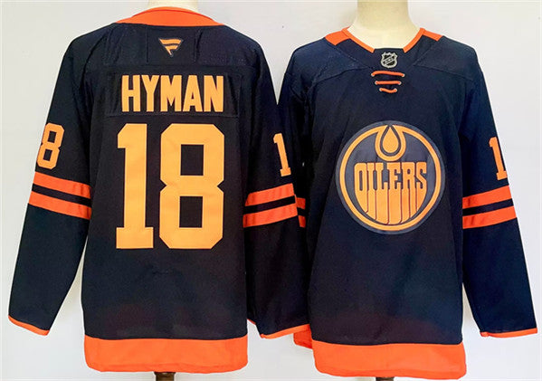 Zach Hyman Edmonton Oilers navy jersey
