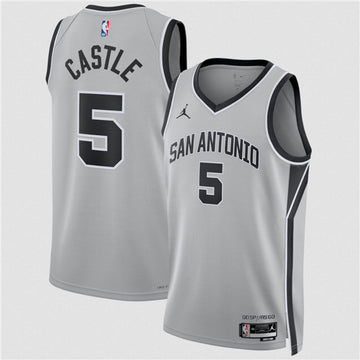 Stephon Castle San Antonio Spurs silver jersey