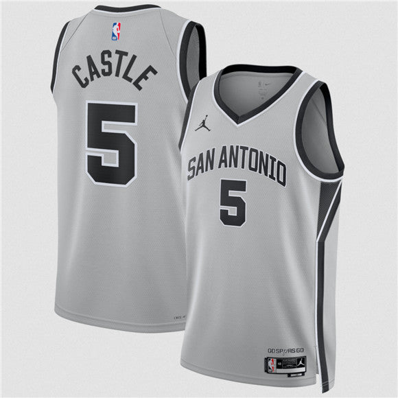 Stephon Castle San Antonio Spurs silver jersey