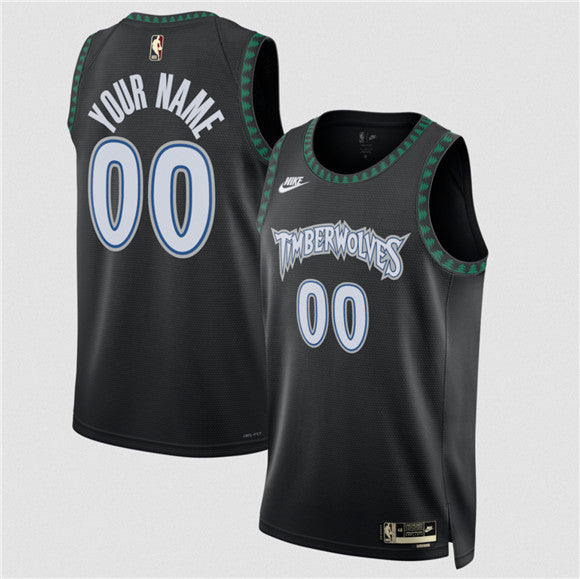 Custom Minnesota Timberwolves black Classic jersey