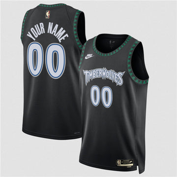 Custom Minnesota Timberwolves black Classic jersey