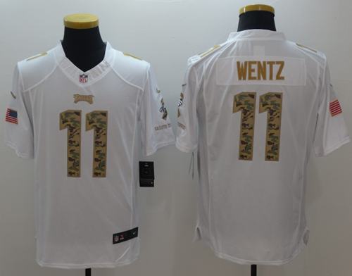 Carson Wentz Philadelphia Eagles white Salute To Service jersey