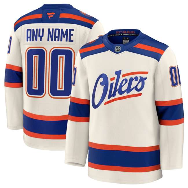 Custom Edmonton Oilers beige Alternate jersey