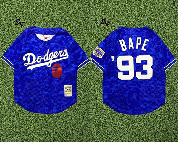 Bape Los Angeles Dodgers blue jersey
