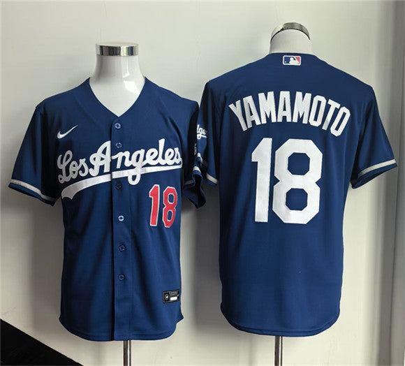 Yoshinobu Yamamoto Los Angeles Dodgers blue Gold Collection jersey