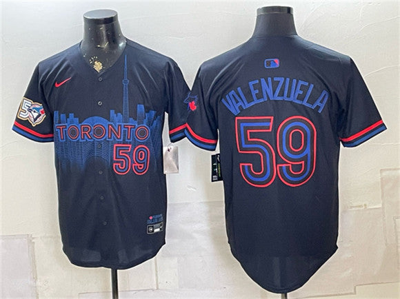 Brandon Valenzuela Toronto Blue Jays navy City Connect jersey