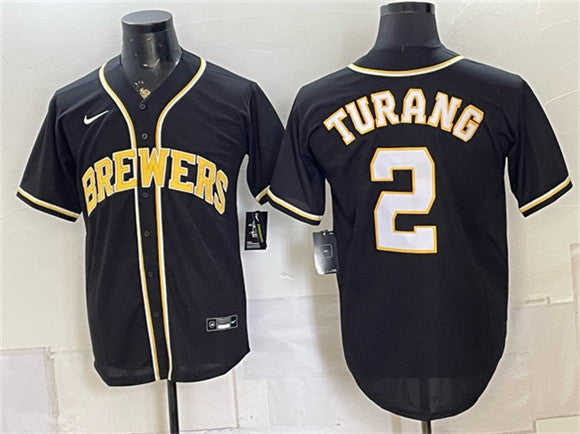 Brice Turang Milwaukee Brewers black Fashion jersey