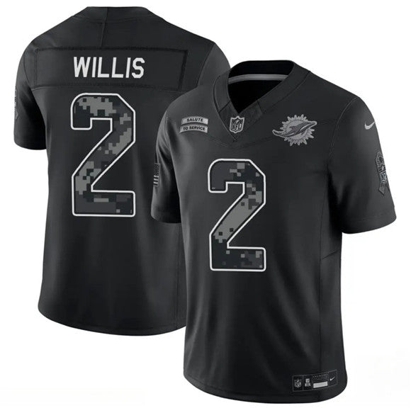 Malik Willis Miami Dolphins black Salute To Service jersey