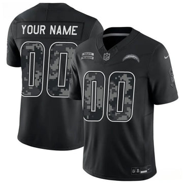 Custom Los Angeles Chargers black Salute To Service jersey