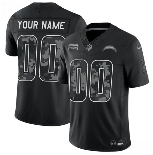 Custom Los Angeles Chargers black Salute To Service jersey