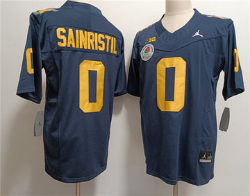 Mike Sainristil Michigan Wolverines navy jersey