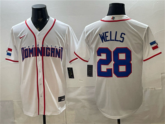 Austin Wells Dominican Republic Baseball white Classic jersey