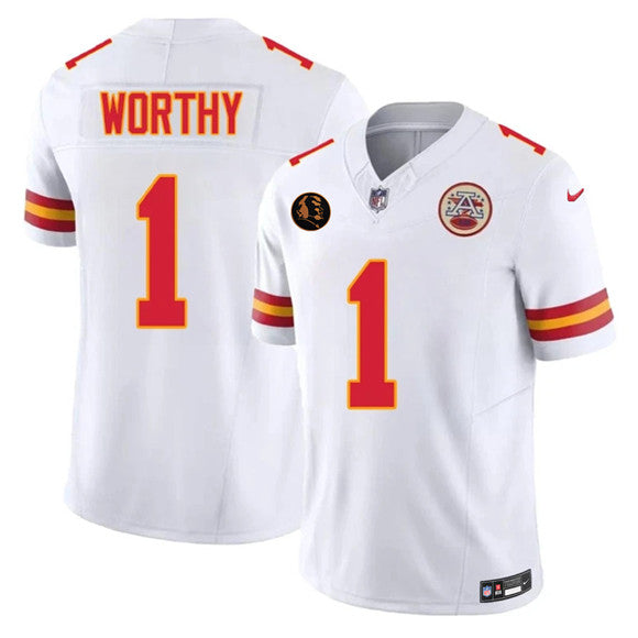 Xavier Worthy Kansas City Chiefs white Vapor jersey