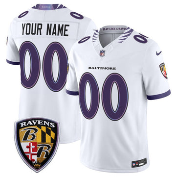 Custom Baltimore Ravens white Vapor jersey