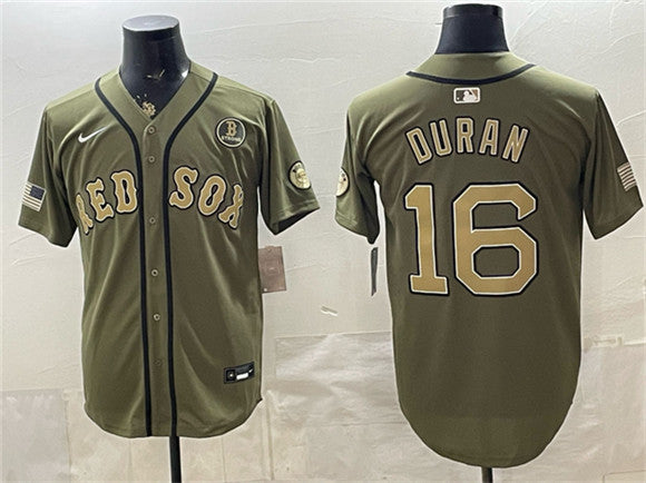 Jarren Duran Boston Red Sox olive jersey