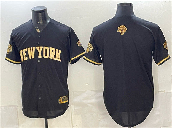 Blank Black New York Knicks gold jersey