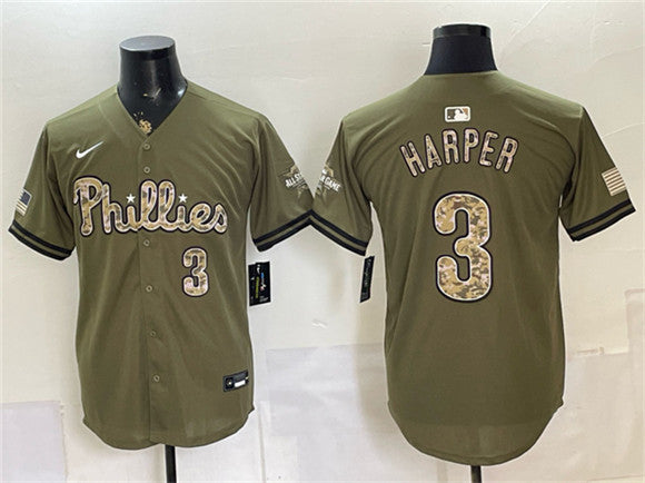 Bryce Harper Philadelphia Phillies olive jersey