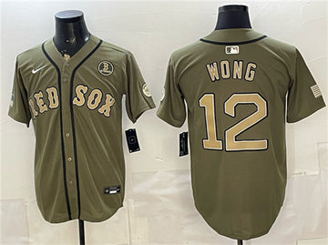 Connor Wong Boston Red Sox olive jersey