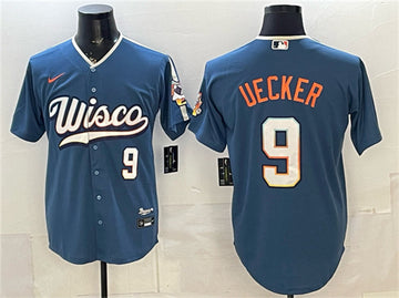 Bob Uecker Mineral Milwaukee Brewers blue City Connect jersey