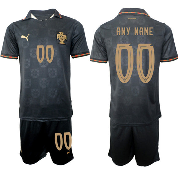 Custom Portugal National Team black Away jersey