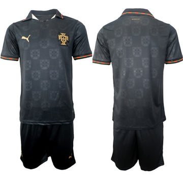 Custom Portugal National Team black Away jersey