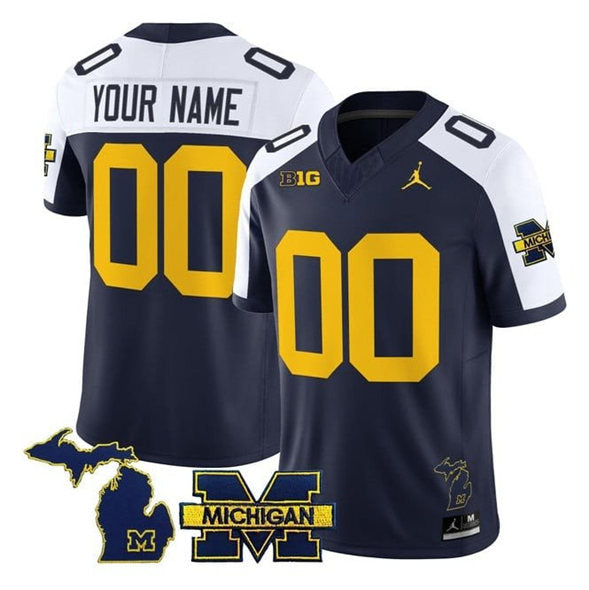 Custom Michigan Wolverines navy Vapor jersey