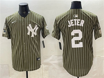 Derek Jeter New York Yankees olive Salute To Service jersey