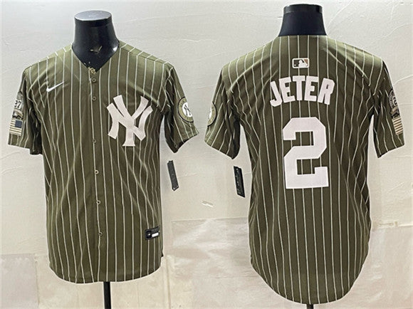 Derek Jeter New York Yankees olive Salute To Service jersey