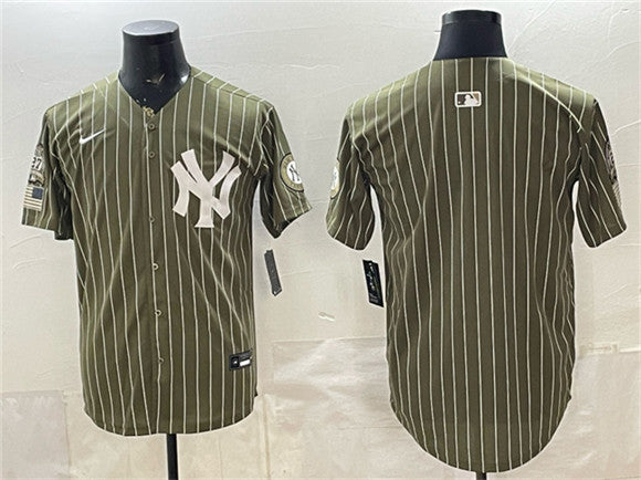 Custom New York Yankees olive Salute To Service jersey