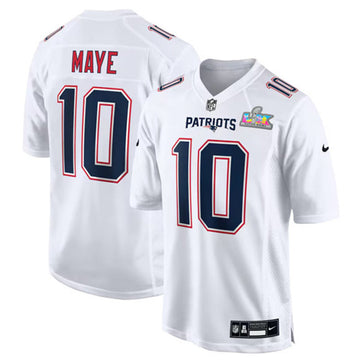 Drake Maye New England Patriots white Game jersey
