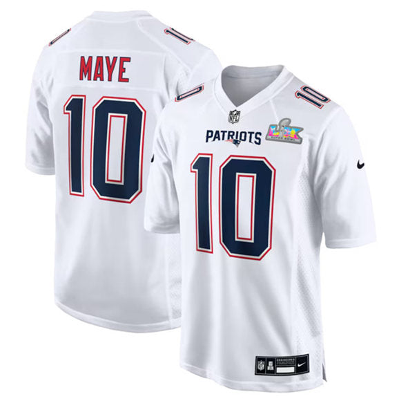 Drake Maye New England Patriots white Game jersey