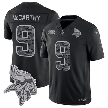 J.J. McCarthy Minnesota Vikings black Salute To Service jersey
