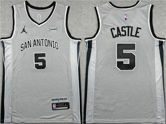Stephon Castle San Antonio Spurs silver jersey