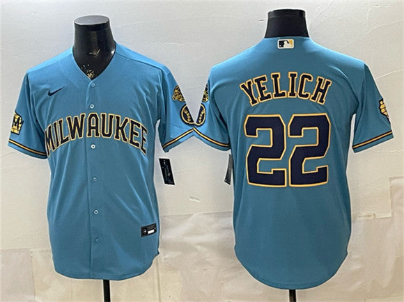 Christian Yelich Milwaukee Brewers blue Home jersey