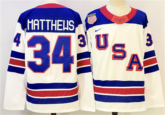 Auston Matthews Team USA Hockey white jersey