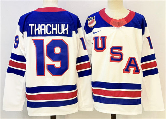 Matthew Tkachuk Team USA Hockey white jersey