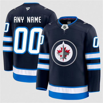 Custom Winnipeg Jets navy Home jersey