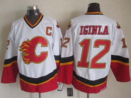 Jarome Iginla Calgary Flames white-black Throwback jersey