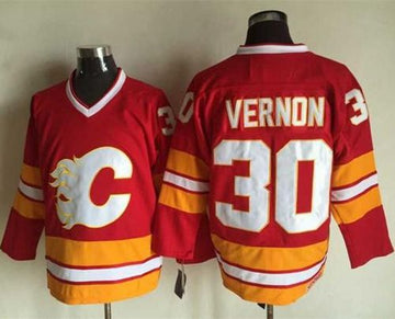 Mike Vernon Calgary Flames red Throwback jersey