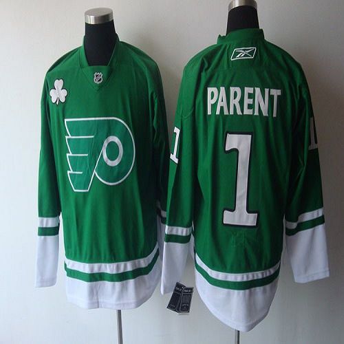 Bernie Parent Philadelphia Flyers green jersey