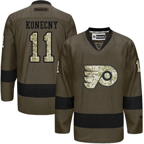 Travis Konecny Philadelphia Flyers green Salute To Service jersey