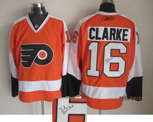 Bobby Clarke Philadelphia Flyers orange jersey