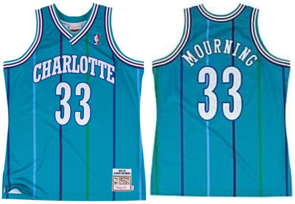 Alonzo Mourning Charlotte Hornets teal jersey